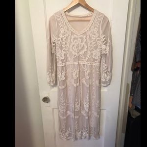 Boho Style White Lace Dress- Casual wedding, reception, autumn